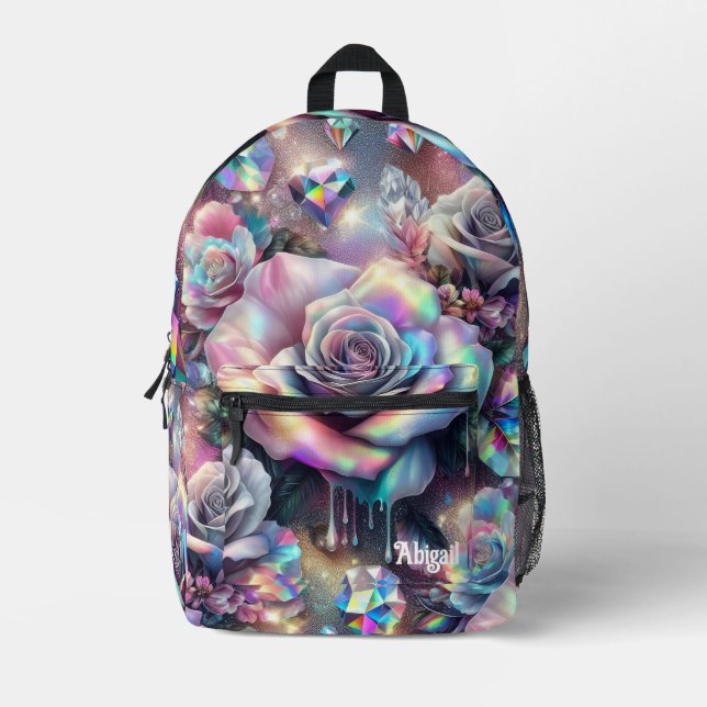 Opal Irisierender Rose Schulrucksack Bedruckter Rucksack (Vorderseite)