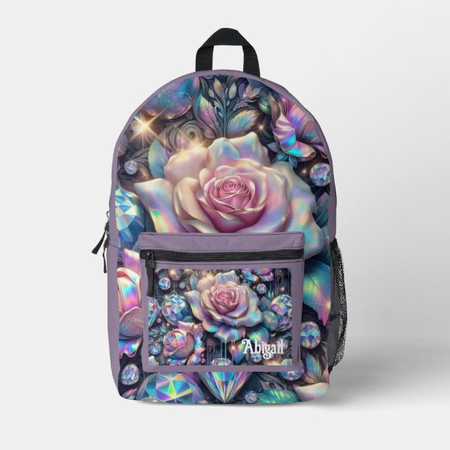 Opal Irisierender Rose Schulrucksack Bedruckter Rucksack (Vorderseite)