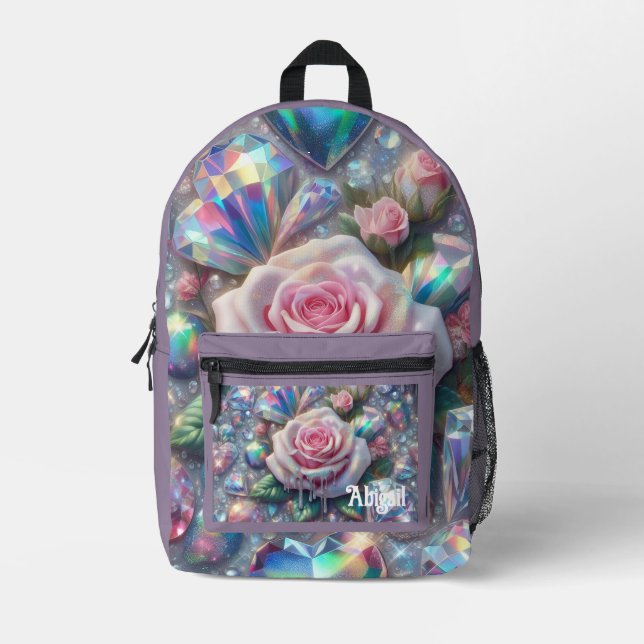 Opal Irisierender Rose Schulrucksack Bedruckter Rucksack (Vorderseite)