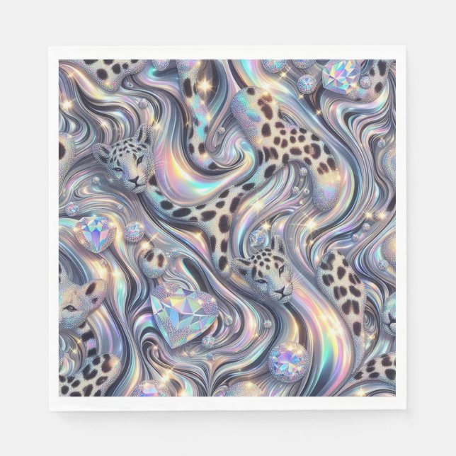 Opal Leopard Print Luxury Napkins Serviette (Vorderseite)