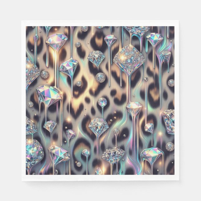 Opal-Leoparden-Druck Luxus-Servietten Serviette (Vorderseite)