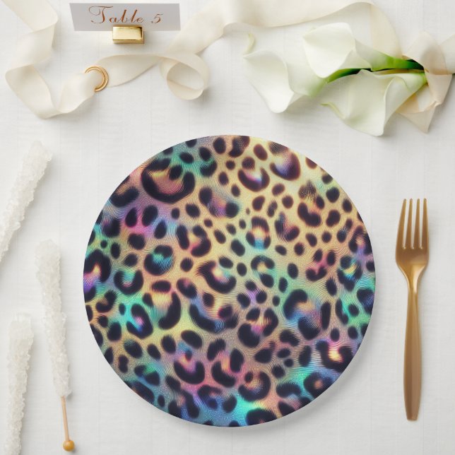 Opal Leopardenmuster Papier Teller Posh Glamour (Hochzeit)
