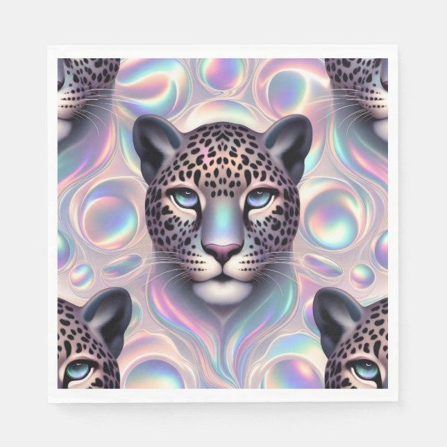 Opal Leopardenprint Luxus Servietten (Vorderseite)