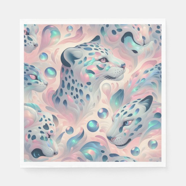 Opal Leopardenprint Luxus Servietten (Vorderseite)