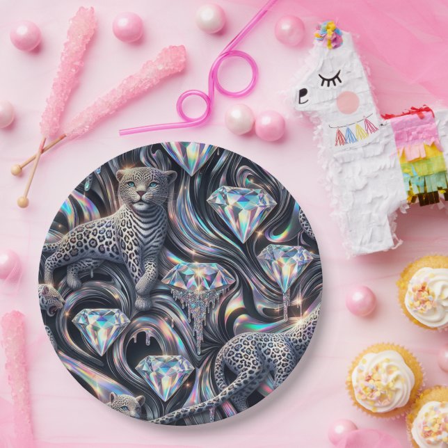 Opal Leopardenprint Papier Teller Posh Glamour (Party)