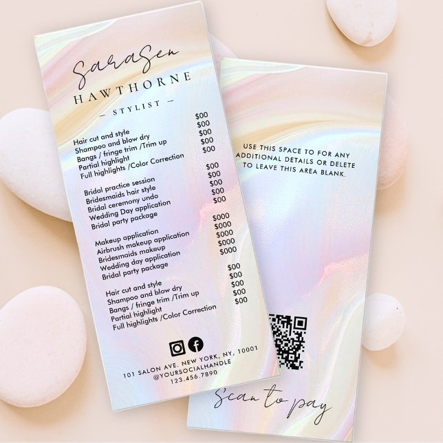 Opal Price List Holographic Scan to Pay QR Code Werbekarte (Von Creator hochgeladen)
