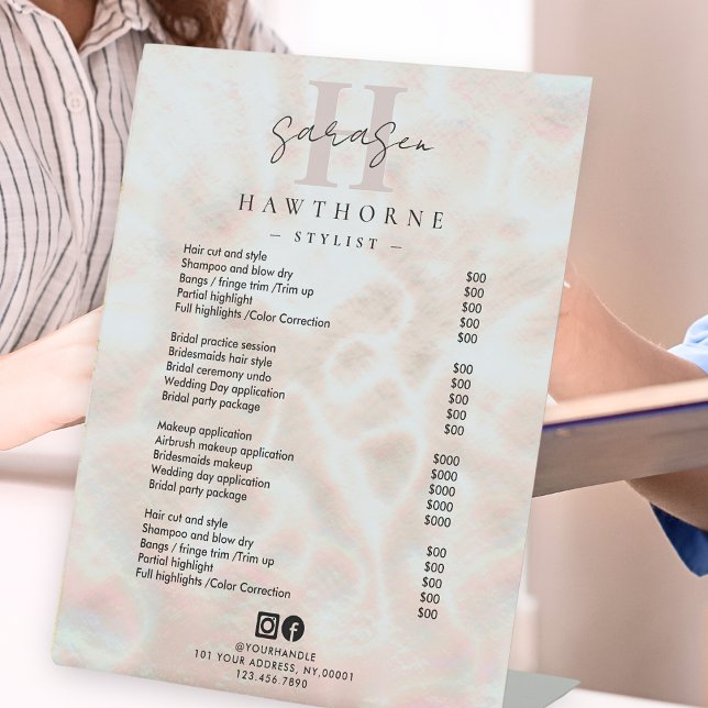 Opal Price List Rose Gold Luxury Elegantes Monogra Sockelschild (Von Creator hochgeladen)