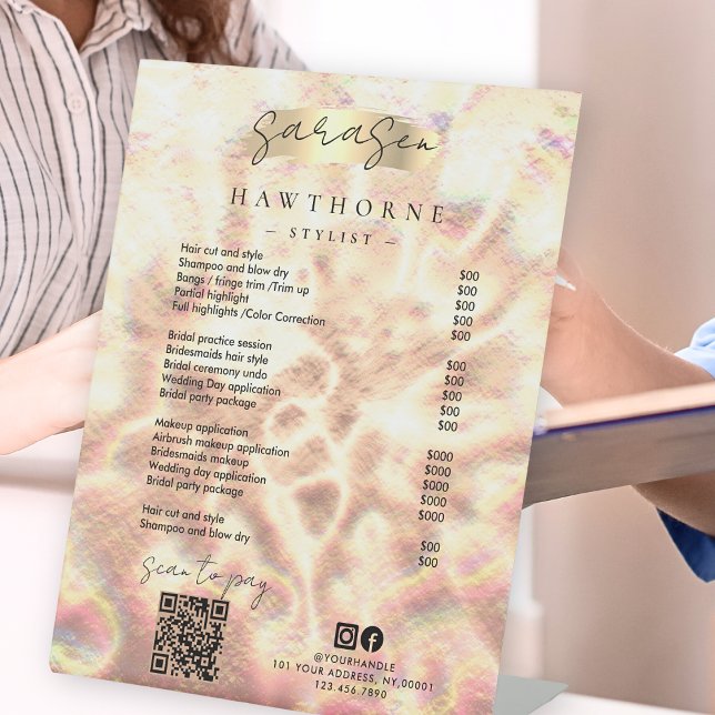 Opal Price List Rose Gold Scan to Pay QR Code Sockelschild (Von Creator hochgeladen)