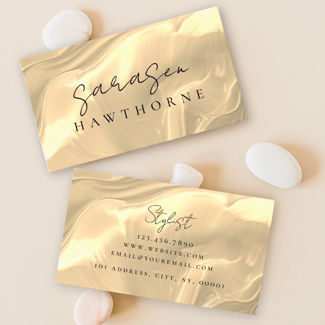 Opal Stone Gold Elegante Luxus Skriptname Visitenkarte (Von Creator hochgeladen)