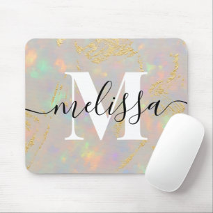 Opal Stone Monogram Calligraphie Mousepad