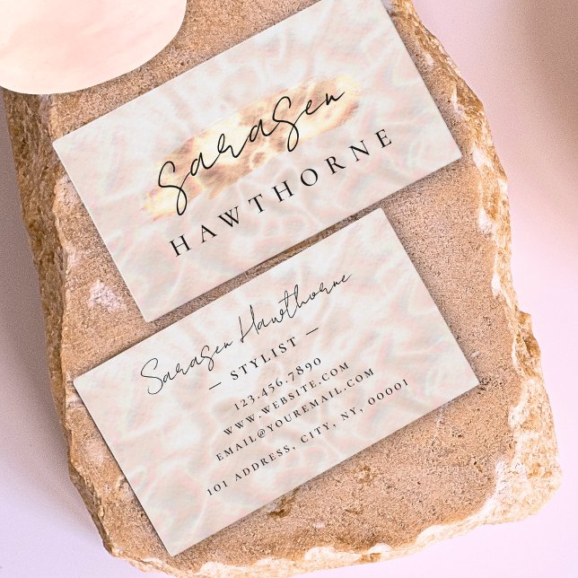 Opal Stone Rose Gold Brush Stroke Luxus Visitenkarte (Von Creator hochgeladen)