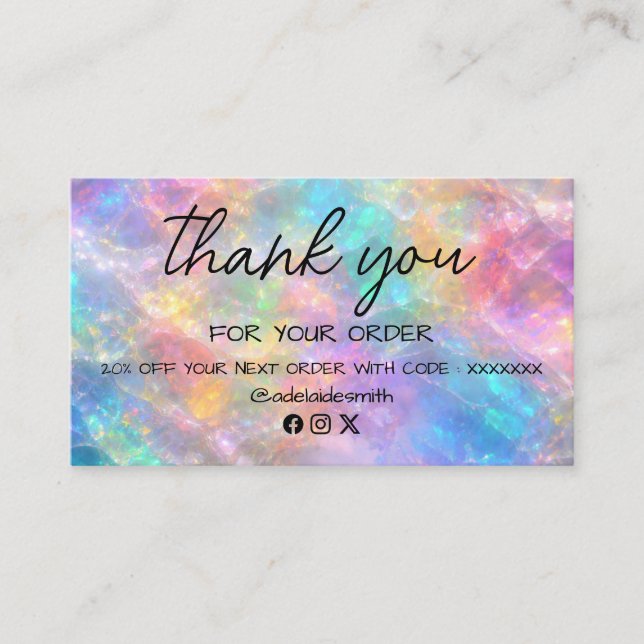opal stone thank you business card visitenkarte (Vorderseite)