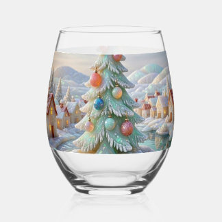 Opal-Weihnachtsbaum Pastellweiß Winterdorf Weinglas Ohne Stiel