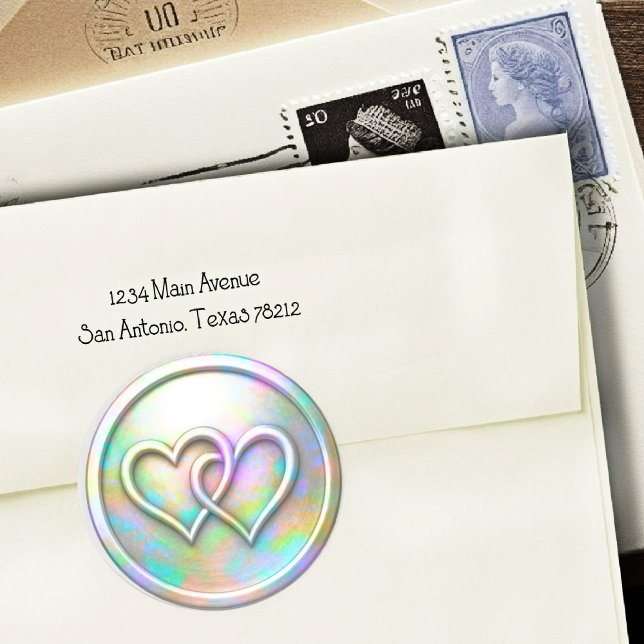 Opalescent Two Hearts Runder Aufkleber (Von Creator hochgeladen)