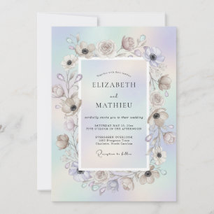 Opaleszente Anemonen-Kranz-Hochzeit Einladung