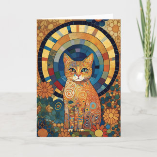 Opaleszente Katze im mosaikähnlichen romanischen D Karte