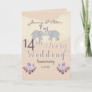 Opals & Elephants Card zum 14. Hochzeitstag Karte
