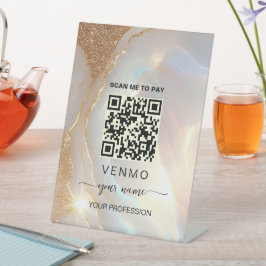 Opalstein Gold Venmo Zahlungs QR-Code  Sockelschild