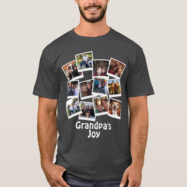 Opa's Joy Foto Frame Collage Modern Trendy T-Shirt (Vorderseite)