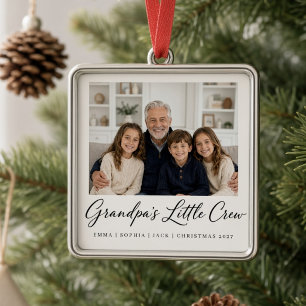 Opa's kleine Crew Personalisierte Enkelkinder Ornament Aus Metall