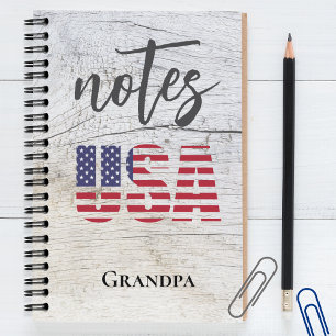 Opa's Name, Patriotisches USA-Flagge Spiralblock Notizblock