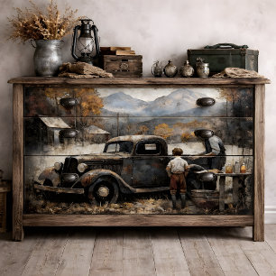Opa's Pickup Decoupage Seidenpapier