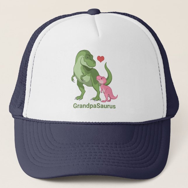 OpaSaurus Green T-Rex & Baby Girl Dinosaurier Truckerkappe (Vorderseite)