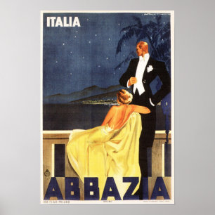 OPATIJA ABBAZIA ITALIEN Tuxedo Man Vintage Reisen Poster