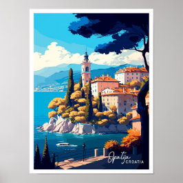 Opatija Kroatien Reisen Vintage Illustration Poster