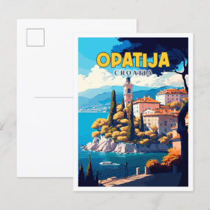 Opatija Kroatien Vintage-Reiseillustration Postkarte