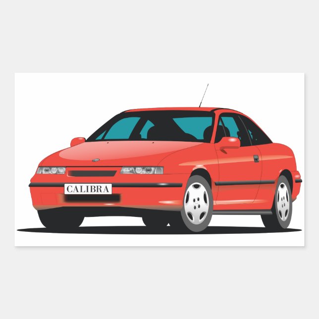 Opel Calibra rote Vorderseite Rechteckiger Aufkleber (Vorderseite)