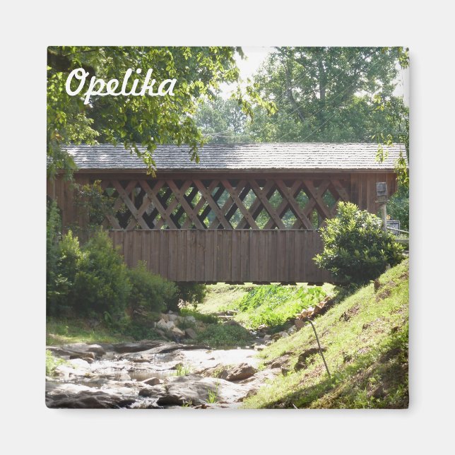 Opelika Alabama Covered Bridge Foto Magnet (Vorne)