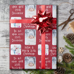 Open 25. Dezember Merry Little Christmas Foto Wr Geschenkpapier<br><div class="desc">Weihnachts Foto Packpapier mit 2 Ihrer Lieblings-Fotos. Das Design wird mit "Nicht bis 25. Dezember öffnen" und "Schöne kleine Weihnachten haben" geschrieben. Die Fotovorlage zeigt Ihre Bilder in vertikalen Porträts und quadratischen Formaten an. Wenn Sie also Probleme mit der Bildplatzierung haben, versuchen Sie, die jeweilige Form einzuprägen und das Bild...</div>