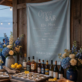 Open Bar and Signature Drink Coastal Blue Wedding Wandteppich