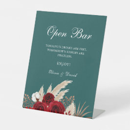 Open Bar Aquamarin Burgund Rose Pampas Grass Sockelschild