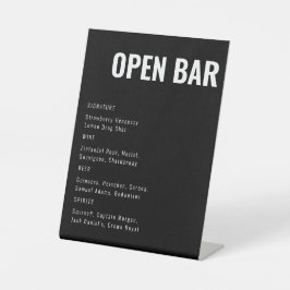 Open Bar Black Modernes Bar Sign Minimalistisch Sockelschild