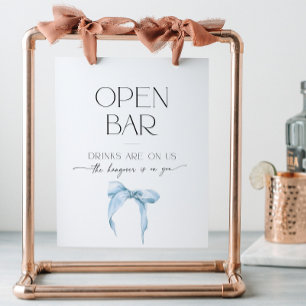 Open Bar Brautparty etwas Blue Bow Krawatte Knoten Sockelschild