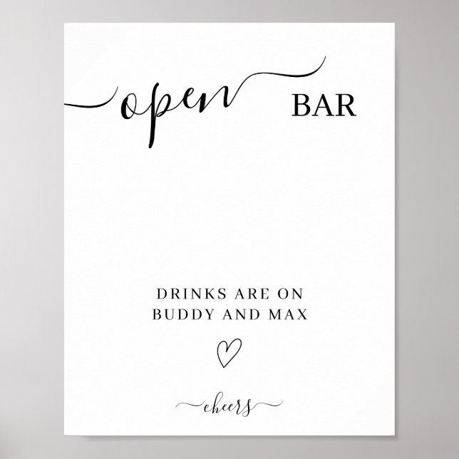 Open Bar Dog-Zeichen, Pet Foto Drink-Zeichen für H Poster (Vorne)