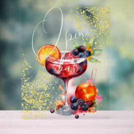 Open Bar Drinks Gold Wedding Acrylschild