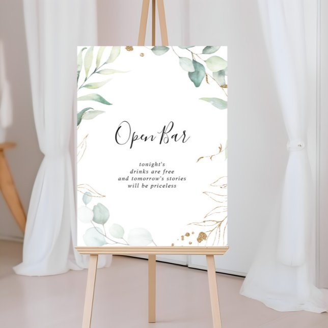 Open Bar Gold Eukalyptus Calligraphy Sign Poster (Von Creator hochgeladen)