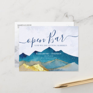 Open Bar Gold Mountain Wedding Foto Save the Date Ankündigungspostkarte