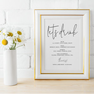 Open Bar Let's trinken Hochzeitszeichen Poster