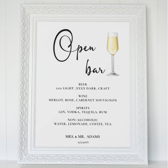 Open Bar Menu Hochzeitszeichen Poster (Von Creator hochgeladen)
