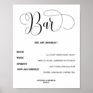 Open Bar Menu Hochzeitszeichen Poster