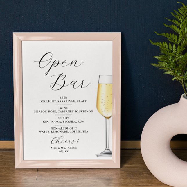 Open bar Menu wedding sign Poster (Von Creator hochgeladen)