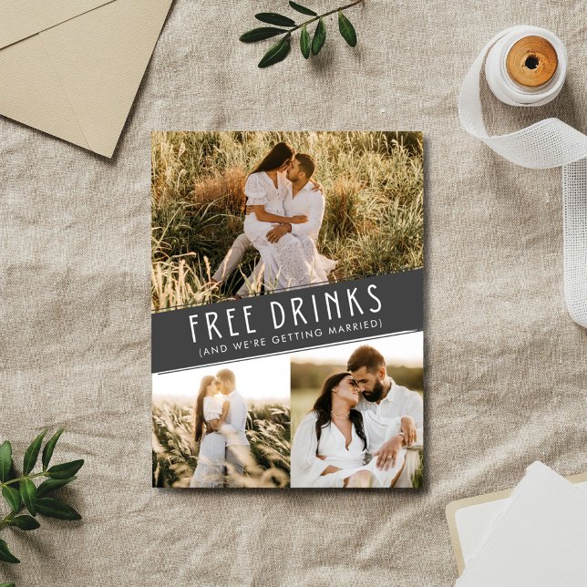 Open Bar Photo Affordable Wedding Save the Date  Ankündigungspostkarte (Open Bar Photo Affordable Wedding Save the Date)