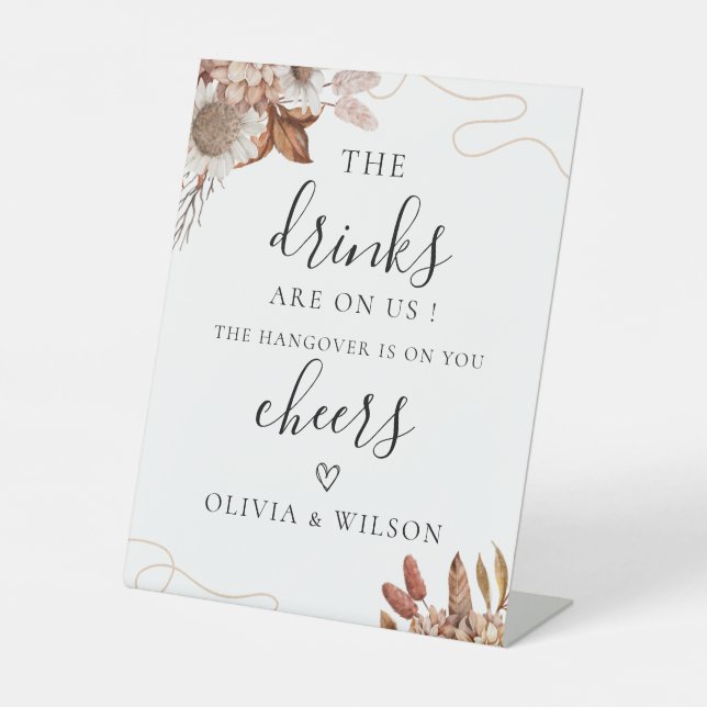 Open Bar Sign, die Getränke sind auf unserer Hochz Sockelschild (Vorderseite)