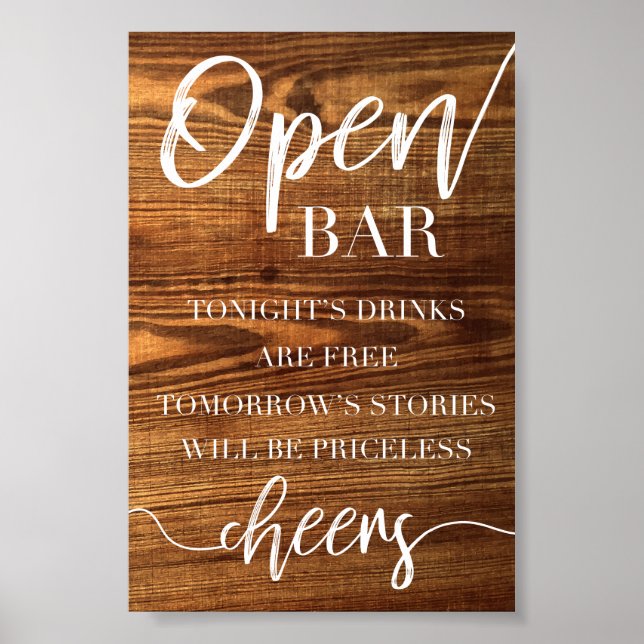 Open Bar Sign Poster (Vorne)