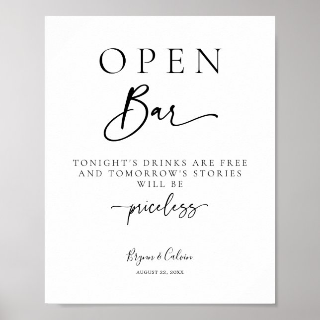Open Bar Sign Wedding Table Poster B613 (Vorne)