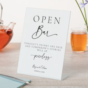 Open Bar Sign Wedding Table Poster B613 Sockelschild